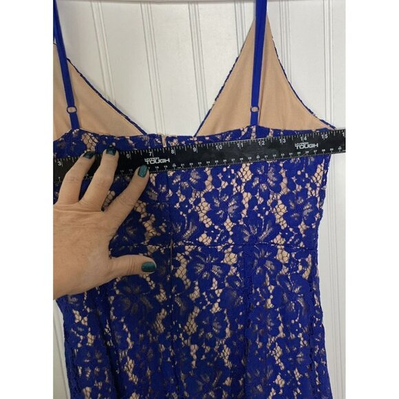 Lulu’s ‘She’s a Knockout’ Cobalt Blue Lace Lined Bodycon Sleeveless Dress-M - Picture 15 of 16